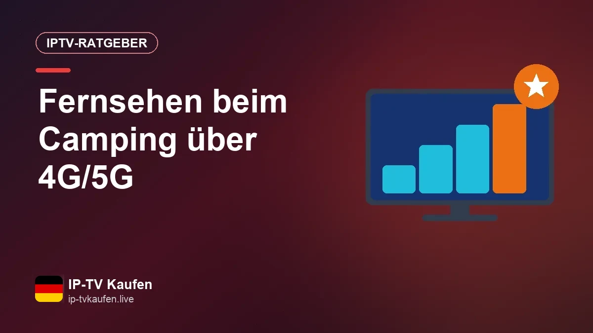 Wohnwagen auf dem Campingplatz mit Fernsehempfang über einen mobilen 4G/5G-Router