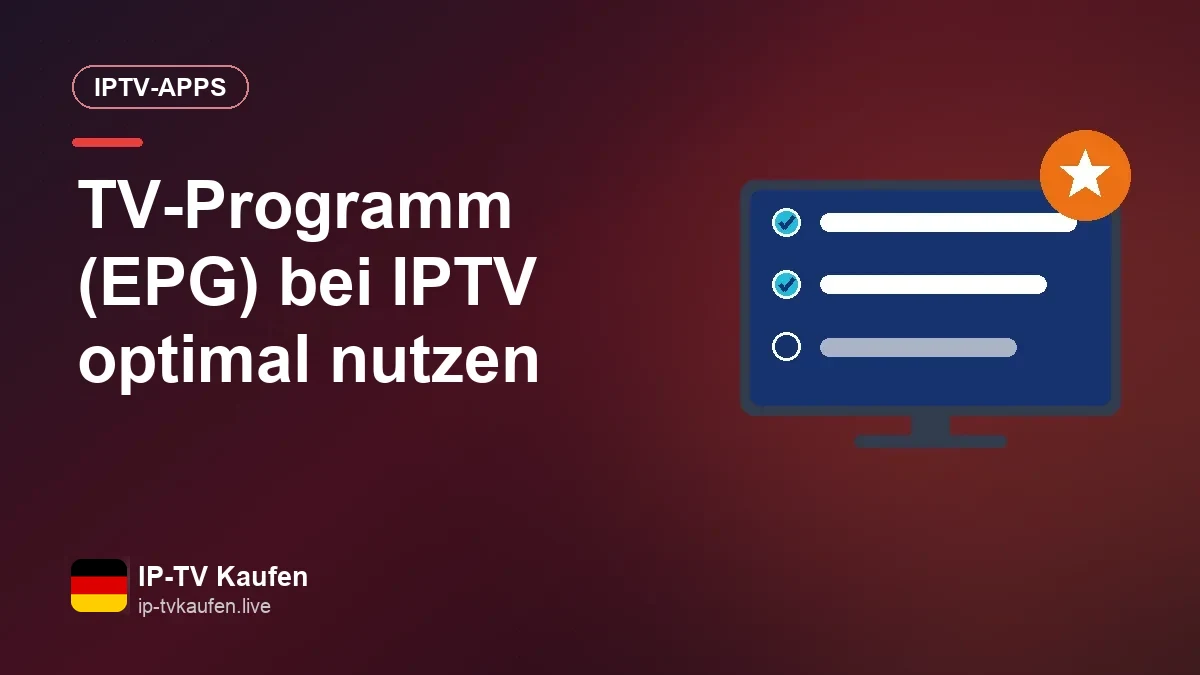 Geöffneter elektronischer Programmführer einer IPTV-App auf dem Fernseher